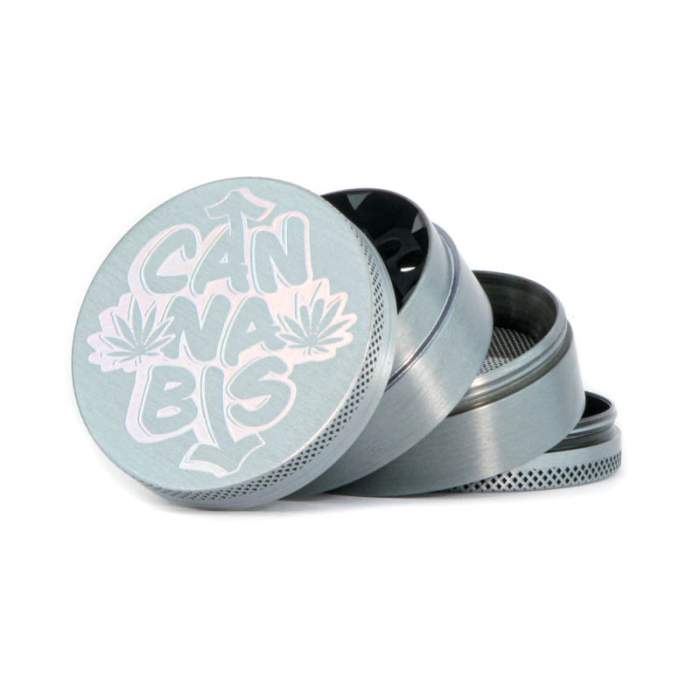 Graffiti Silver Metal Herb Grinder 4P 50MM (12x Display) - Image 2