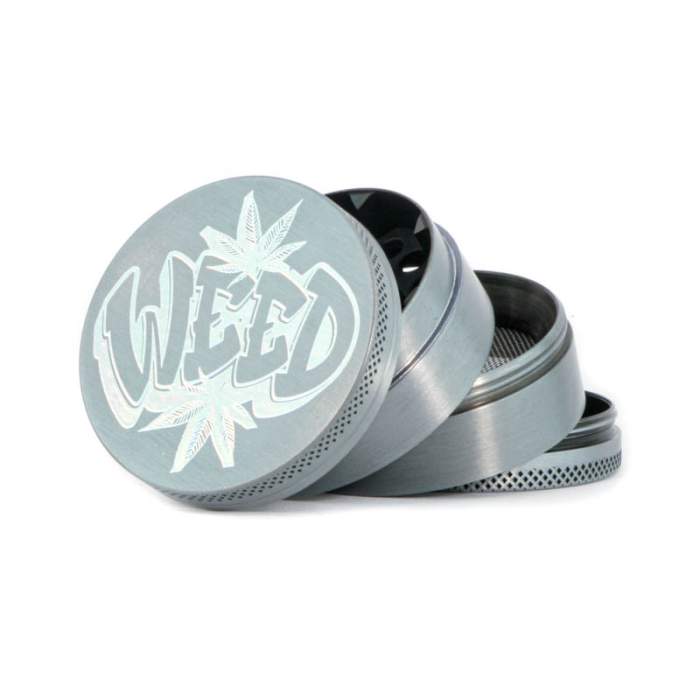 Graffiti Silver Metal Herb Grinder 4P 50MM (12x Display) - Image 3