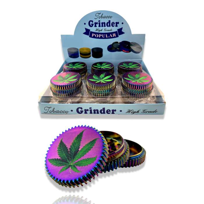 Sprocket Ice Blue Herb Grinder 3P 50MM - Leaf (12x)