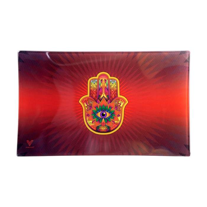 GLASS TRAY LARGE - HAMSA